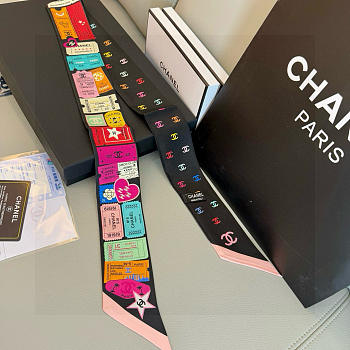 Chanel Silk Interlocking CC Logo Bandeau Black - 6x20cm