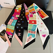 Chanel Silk Interlocking CC Logo Bandeau Black - 6x20cm - 2