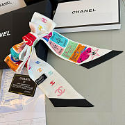 Chanel Silk Interlocking CC Logo Bandeau White - 6x20cm - 3