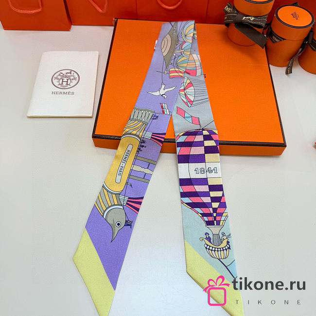Hermes Silk Les Folies Du Ciel Twilly Purple - 5x86cm - 1
