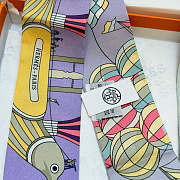 Hermes Silk Les Folies Du Ciel Twilly Purple - 5x86cm - 5