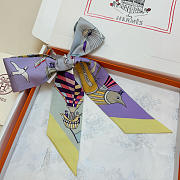 Hermes Silk Les Folies Du Ciel Twilly Purple - 5x86cm - 3