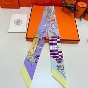Hermes Silk Les Folies Du Ciel Twilly Purple - 5x86cm - 4