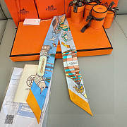 Hermes Silk Les Folies Du Ciel Twilly Yellow - 5x86cm - 1