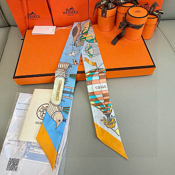 Hermes Silk Les Folies Du Ciel Twilly Yellow - 5x86cm