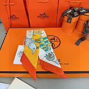 Hermes Silk Les Folies Du Ciel Twilly Orange - 5x86cm - 2