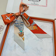 Hermes Silk Les Folies Du Ciel Twilly White- 5x86cm - 6