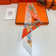 Hermes Silk Les Folies Du Ciel Twilly White- 5x86cm - 4