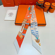 Hermes Silk Les Folies Du Ciel Twilly White- 5x86cm - 2