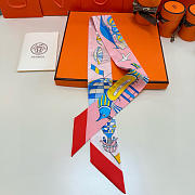 Hermes Silk Les Folies Du Ciel Twilly Red - 5x86cm - 6