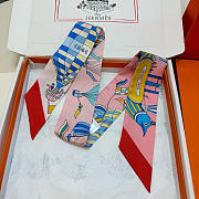 Hermes Silk Les Folies Du Ciel Twilly Red - 5x86cm - 4