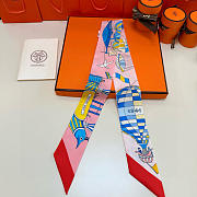 Hermes Silk Les Folies Du Ciel Twilly Red - 5x86cm - 3