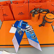 Hermes Silk Les Folies Du Ciel Twilly Blue - 5x86cm - 2