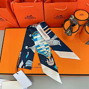 Hermes Silk Les Folies Du Ciel Twilly Navy - 5x86cm - 5