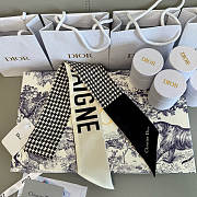 Dior Silk 30 Montaigne Mitzah Scarf Black White - 6x105cm - 4