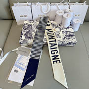 Dior Silk 30 Montaigne Mitzah Scarf Blue White - 6x105cm - 6