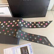 Chanel Silk Heart CC Slim Bandeau Scarf Black - 6x120cm - 6