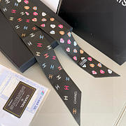 Chanel Silk Heart CC Slim Bandeau Scarf Black - 6x120cm - 3