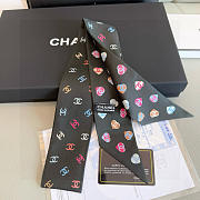 Chanel Silk Heart CC Slim Bandeau Scarf Black - 6x120cm - 4