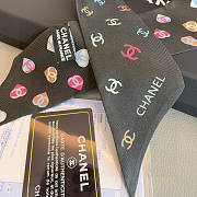 Chanel Silk Heart CC Slim Bandeau Scarf Black - 6x120cm - 2