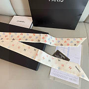 Chanel Silk Heart CC Slim Bandeau Scarf White - 6x120cm - 6