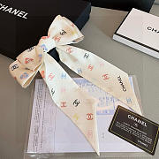 Chanel Silk Heart CC Slim Bandeau Scarf White - 6x120cm - 5