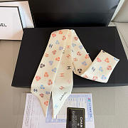 Chanel Silk Heart CC Slim Bandeau Scarf White - 6x120cm - 3