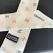 Chanel Silk Heart CC Slim Bandeau Scarf White - 6x120cm - 2