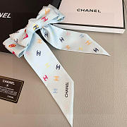 Chanel Silk Heart CC Slim Bandeau Scarf Light Blue - 6x120cm - 2