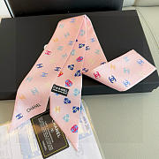 Chanel Silk Heart CC Slim Bandeau Scarf Light Pink - 6x120cm - 6