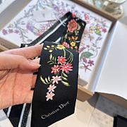 Dior D-Floral Mitzah Scarf Deep Blue Multicolor Silk Twill Black - 6x108cm - 6