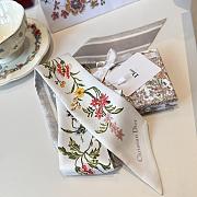 Dior D-Floral Mitzah Scarf Deep Blue Multicolor Silk Twill White - 6x108cm - 5