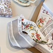 Dior D-Floral Mitzah Scarf Deep Blue Multicolor Silk Twill White - 6x108cm - 6