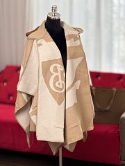 Burberry EKD-motif Hooded Wool Cape Natural - 176x120cm - 3