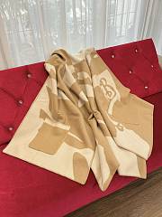 Burberry EKD-motif Hooded Wool Cape Natural - 176x120cm - 4