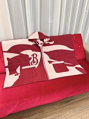 Burberry EKD-motif Hooded Wool Cape Red - 176x120cm - 6
