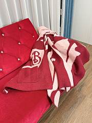 Burberry EKD-motif Hooded Wool Cape Red - 176x120cm - 5