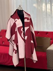 Burberry EKD-motif Hooded Wool Cape Red - 176x120cm - 4