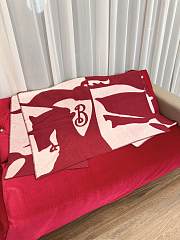 Burberry EKD-motif Hooded Wool Cape Red - 176x120cm - 3