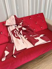 Burberry EKD-motif Hooded Wool Cape Red - 176x120cm - 2