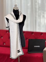 Chanel Cashmere Silk CC Knitted Scarf White - 35x195cm - 1