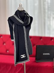 Chanel Cashmere Silk CC Knitted Scarf Black - 35x195cm - 1
