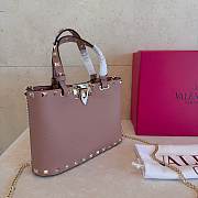 VLTN Rockstud Mini Shopping Bag In Grainy Calfskin Nude - 18.5x12.5x5.5cm - 6