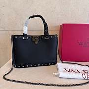 VLTN Rockstud Mini Shopping Bag In Grainy Calfskin Black - 18.5x12.5x5.5cm - 1
