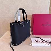 VLTN Rockstud Mini Shopping Bag In Grainy Calfskin Black - 18.5x12.5x5.5cm - 6