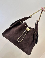 Chanel 25 Handbag Small Suede Gold Tone Metal Brown - 30x26x14cm - 5
