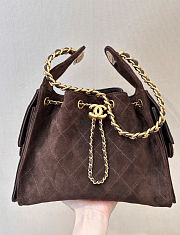 Chanel 25 Handbag Small Suede Gold Tone Metal Brown - 30x26x14cm - 4