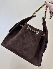 Chanel 25 Handbag Small Suede Gold Tone Metal Brown - 30x26x14cm - 2