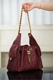 Chanel 25 Handbag Small Grained Calfskin Gold Tone Metal Burgundy - 30x26x14cm - 6