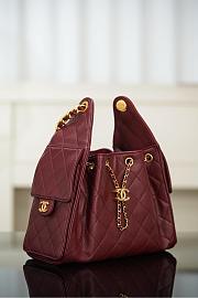 Chanel 25 Handbag Small Grained Calfskin Gold Tone Metal Burgundy - 30x26x14cm - 5
